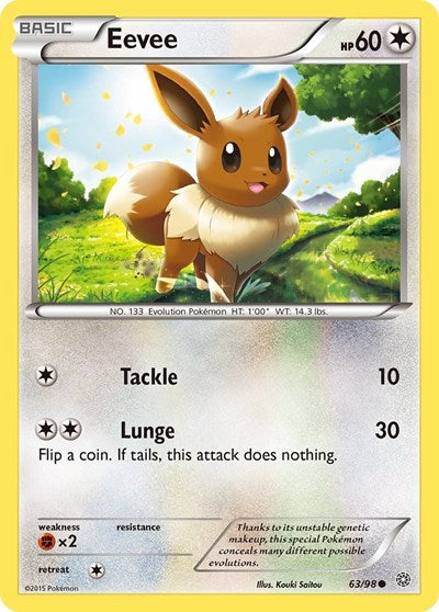 Eevee (AOR) #63/98 Common (Lightly Played) XY - Ancient Origins Pokemon: 2015