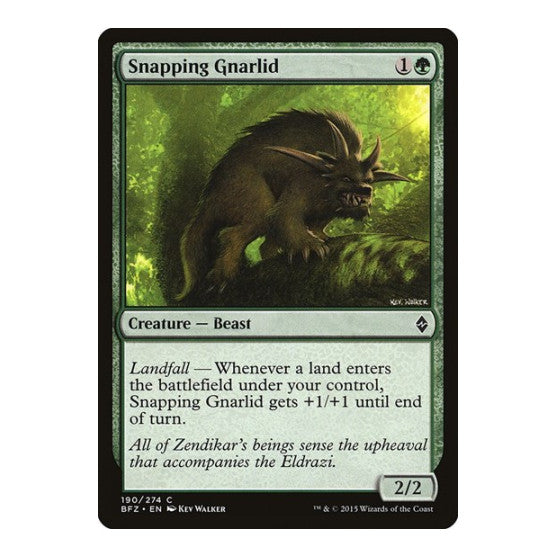 Snapping Gnarlid (BFZ) #190 Common Battle for Zendikar Magic: The Gathering: 2015