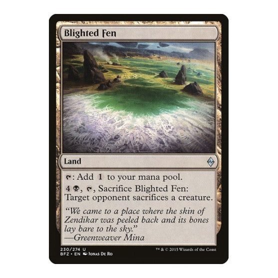 Blighted Fen (BFZ) #230 Uncommon (Moderately Played) Battle for Zendikar Magic: The Gathering: 2015