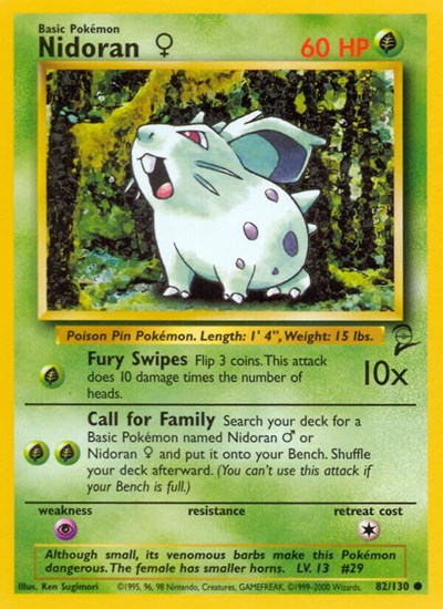 Nidoran F (BS2) #082/130 Common (Lightly Played) Base Set 2 Pokemon: 2000
