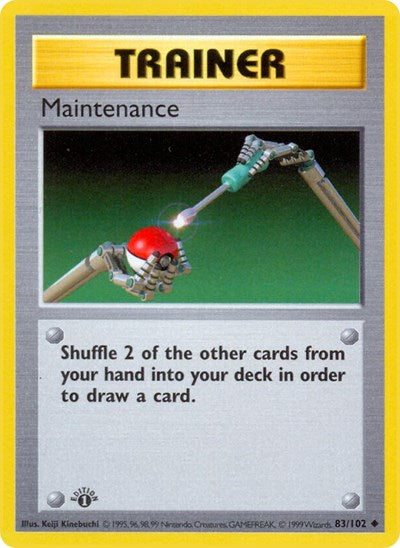 Maintenance (BSS) #083/102 Uncommon (Unlimited Damaged) Base Set (Shadowless) Pokemon: 1999