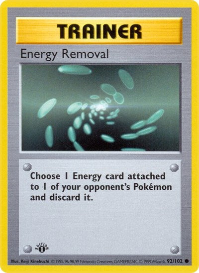 Energy Removal (BSS) #092/102 Common (1st Edition Lightly Played) Base Set (Shadowless) Pokemon: 1999