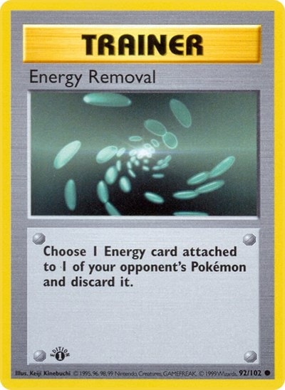 Energy Removal (BSS) #092/102 Common Base Set (Shadowless) Pokemon: 1999