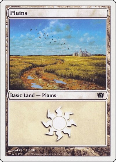 Plains (334) (8ED) #334 Land (Moderately Played) 8th Edition Magic: The Gathering: 2003