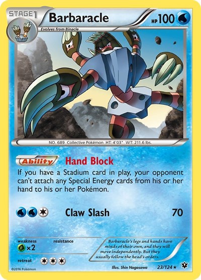 Barbaracle (FCO) #23/124 Rare (Reverse Holofoil Heavily Played) XY - Fates Collide Pokemon: 2016