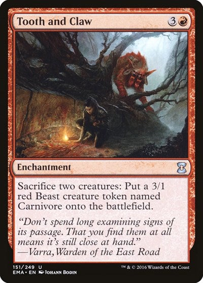 Tooth and Claw (EMA) #151 Uncommon (Lightly Played) Eternal Masters Magic: The Gathering: 2016