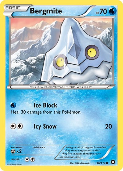 Bergmite (STS) #36/114 Common (Reverse Holofoil Near Mint) XY - Steam Siege Pokemon: 2016