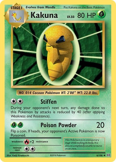Kakuna (EVO) #6/108 Uncommon (Reverse Holofoil Moderately Played) XY - Evolutions Pokemon: 2016