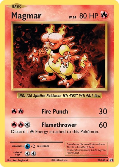 Magmar (EVO) #20/108 Uncommon (Reverse Holofoil Damaged) XY - Evolutions Pokemon: 2016