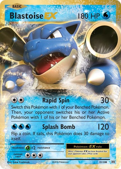 Blastoise EX (EVO) #21/108 Ultra Rare (Holofoil Near Mint) XY - Evolutions Pokemon: 2016