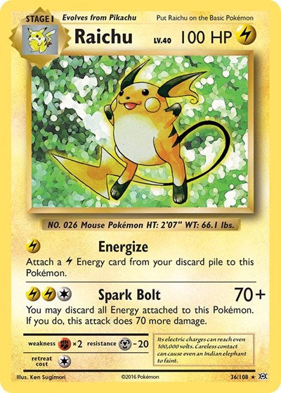Raichu (EVO) #36/108 Holo Rare (Holofoil Lightly Played) XY - Evolutions Pokemon: 2016