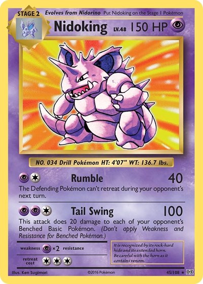 Nidoking (EVO) #45/108 Holo Rare (Holofoil Heavily Played) XY - Evolutions Pokemon: 2016