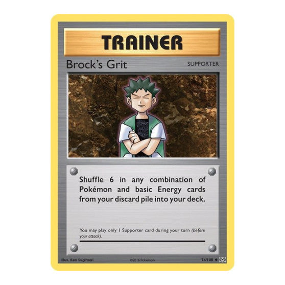 Brock's Grit (EVO) #74/108 Uncommon (Reverse Holofoil Moderately Played) XY - Evolutions Pokemon: 2016
