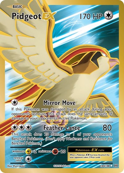 Pidgeot EX Full Art (EVO) #104/108 Ultra Rare (Holofoil Moderately Played) XY - Evolutions Pokemon: 2016