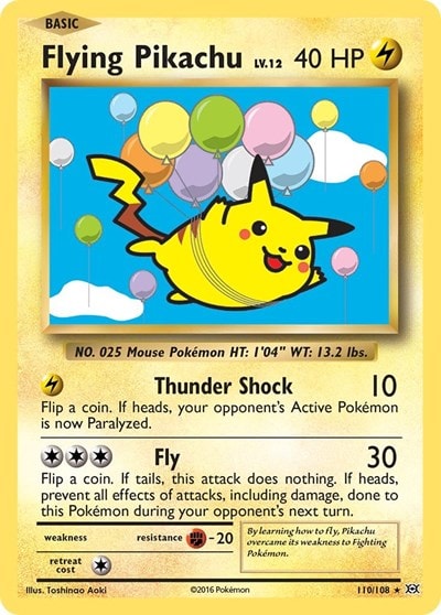 Flying Pikachu (EVO) #110/108 Secret Rare XY - Evolutions Pokemon: 2016