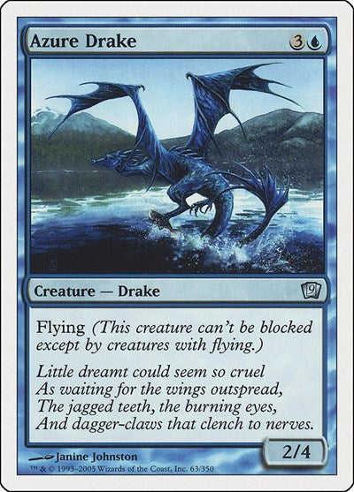 Azure Drake (9ED) #63★ Uncommon (Moderately Played) 9th Edition Magic: The Gathering: 2005