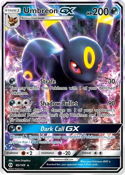 Umbreon GX (SM01) #80/149 Ultra Rare (Holofoil Near Mint) SM Base Set Pokemon: 2017