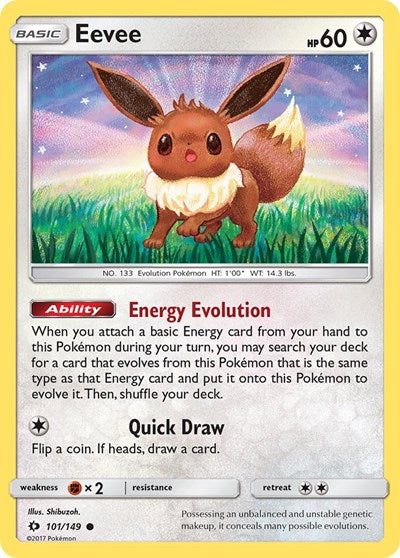 Eevee (SM01) #101/149 Common (Near Mint) SM Base Set Pokemon: 2017