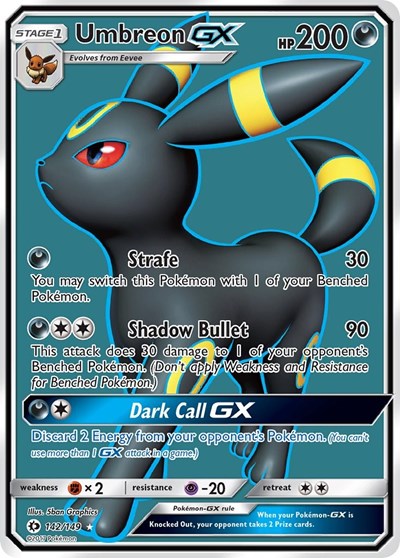 Umbreon GX Full Art (SM01) #142/149 Ultra Rare (Holofoil Moderately Played) SM Base Set Pokemon: 2017