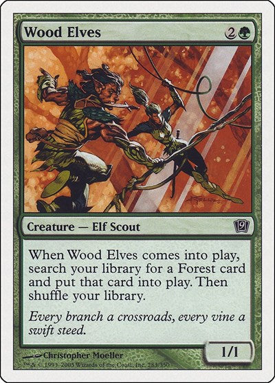 Wood Elves (9ED) #283★ Common (Foil Moderately Played) 9th Edition Magic: The Gathering: 2005