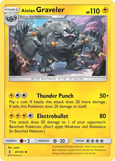 Alolan Graveler (SM02) #41/145 Uncommon (Reverse Holofoil Near Mint) SM - Guardians Rising Pokemon: 2017