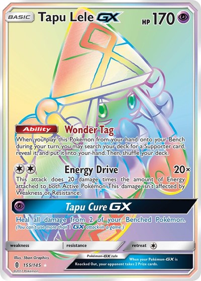 Tapu Lele GX Secret (SM02) #155/145 Secret Rare (Holofoil Near Mint) SM - Guardians Rising Pokemon: 2017