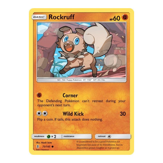 Rockruff (SM02) #73/145 Common (Reverse Holofoil Moderately Played) SM - Guardians Rising Pokemon: 2017