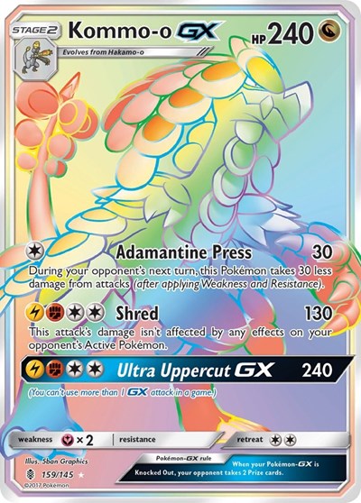 Kommo o GX Secret (SM02) #159/145 Secret Rare (Holofoil Near Mint) SM - Guardians Rising Pokemon: 2017