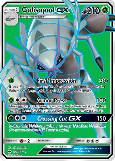 Golisopod GX Full Art (SM03) #129/147 Ultra Rare (Holofoil Lightly Played) SM - Burning Shadows Pokemon: 2017