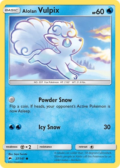 Alolan Vulpix (SM03) #27/147 Common (Reverse Holofoil Near Mint) SM - Burning Shadows Pokemon: 2017