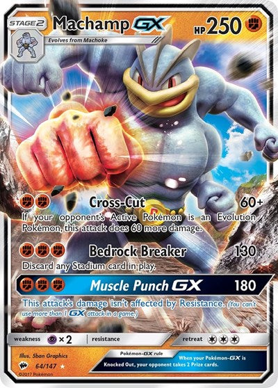 Machamp GX (SM03) #64/147 Ultra Rare (Holofoil Near Mint) SM - Burning Shadows Pokemon: 2017