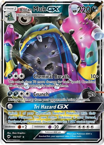 Alolan Muk GX (SM03) #84/147 Ultra Rare (Holofoil Near Mint) SM - Burning Shadows Pokemon: 2017