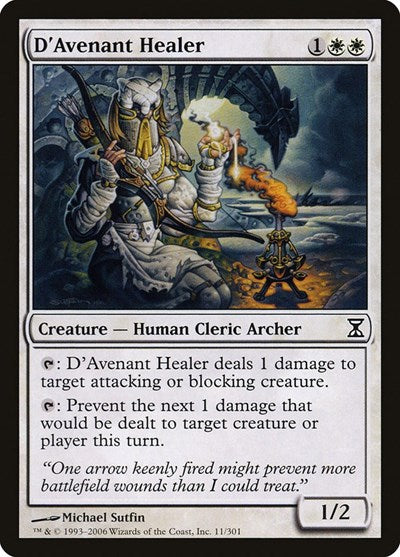 DAvenant Healer (TSP) #11 Common (Moderately Played) Time Spiral Magic: The Gathering: 2006