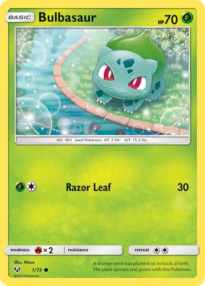 Bulbasaur (SHL) #1/73 Common (Damaged) Shining Legends Pokemon: 2017