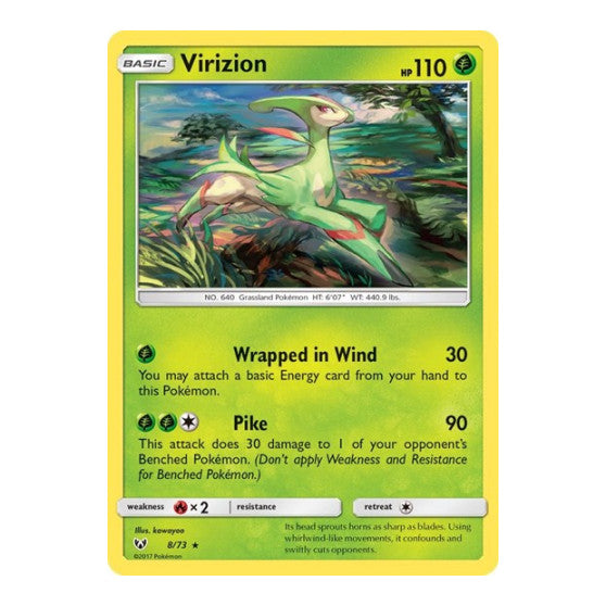 Virizion (SHL) #8/73 Holo Rare (Holofoil Lightly Played) Shining Legends Pokemon: 2017
