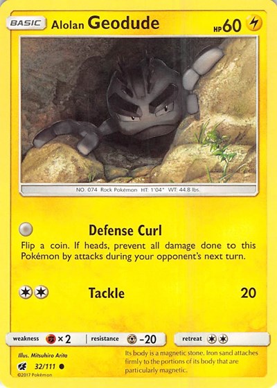 2017 Pokemon: SM - Crimson Invasion (SM04) - Alolan Geodude (#32/111, Common) (Reverse Holofoil, Near Mint)