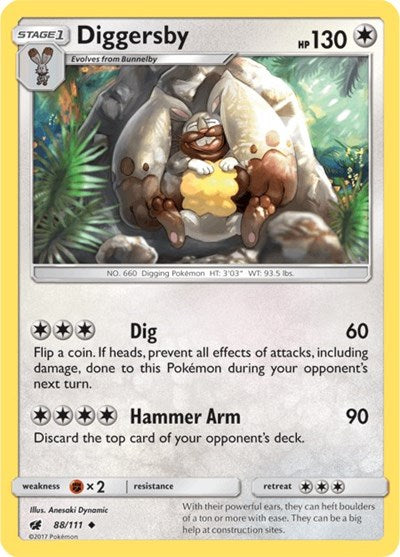 Diggersby (SM04) #88/111 Uncommon (Reverse Holofoil Moderately Played) SM - Crimson Invasion Pokemon: 2017