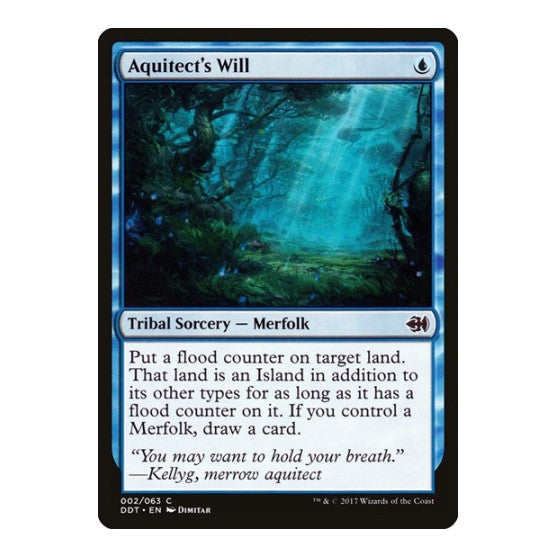 Aquitect's Will (DDT) #2 Common (Lightly Played) Duel Decks: Merfolk vs. Goblins Magic: The Gathering: 2017