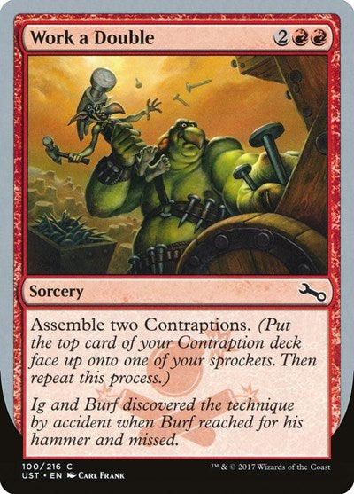 Work a Double (UST) #100 Common (Lightly Played) Unstable Magic: The Gathering: 2017