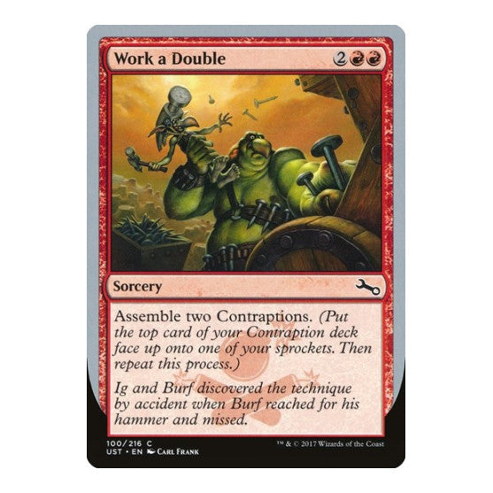 Work a Double (UST) #100 Common (Lightly Played) Unstable Magic: The Gathering: 2017