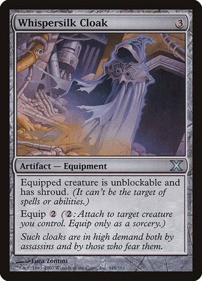 Whispersilk Cloak (10E) #345★ Uncommon (Damaged) 10th Edition Magic: The Gathering: 2007