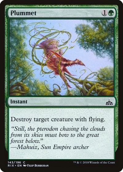 Plummet (RIX) #143 Common (Lightly Played) Rivals of Ixalan Magic: The Gathering: 2018