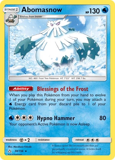 Abomasnow (SM05) #38/156 Rare (Reverse Holofoil Lightly Played) SM - Ultra Prism Pokemon: 2018