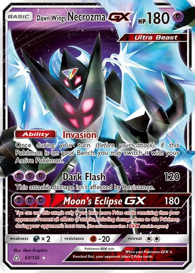 Dawn Wings Necrozma GX (SM05) #63/156 Ultra Rare (Holofoil Moderately Played) SM - Ultra Prism Pokemon: 2018