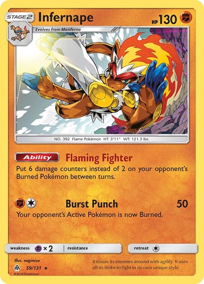 Infernape (SM06) #59/131 Holo Rare (Reverse Holofoil Heavily Played) SM - Forbidden Light Pokemon: 2018