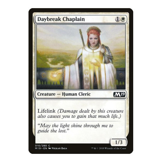 Daybreak Chaplain (M19) #10 Common (Lightly Played) Core Set 2019 Magic: The Gathering: 2018