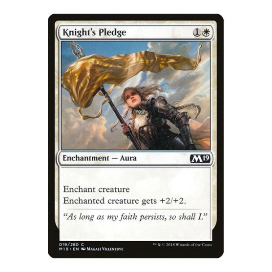 Knights Pledge (M19) #19 Common (Foil Lightly Played) Core Set 2019 Magic: The Gathering: 2018