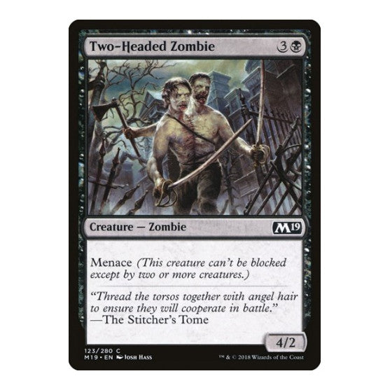Two Headed Zombie (M19) #123 Common (Foil Lightly Played) Core Set 2019 Magic: The Gathering: 2018