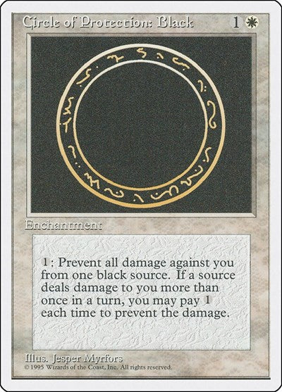 Circle of Protection Black (4ED) #14 Common (Heavily Played) Fourth Edition Magic: The Gathering: 1995