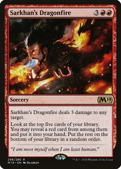 Sarkhans Dragonfire (M19) #298 Rare (Near Mint) Core Set 2019 Magic: The Gathering: 2018